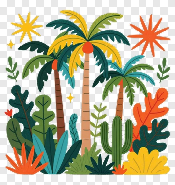 Tropical Paradise Scene PNG