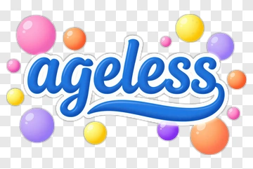 Ageless Text Logo With Colorful Bubbles PNG