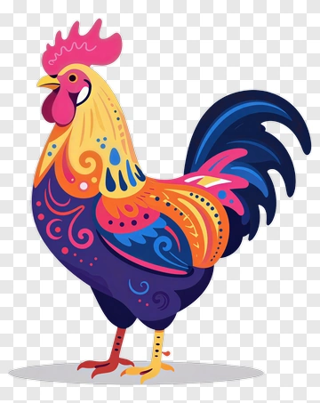 Decorative Rooster With Ornamental Patterns PNG