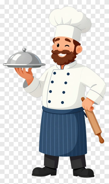 Cartoon Chef Holding Food Cover PNG