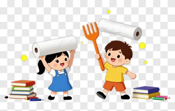 Happy Children Playing With School Supplies PNG