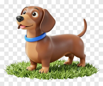 Cartoon Dachshund With Blue Collar PNG