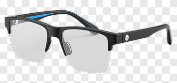 Modern Black Eyeglasses With Blue Accent PNG