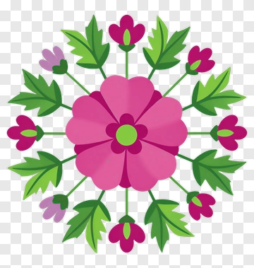 Symmetrical Floral Mandala Design PNG