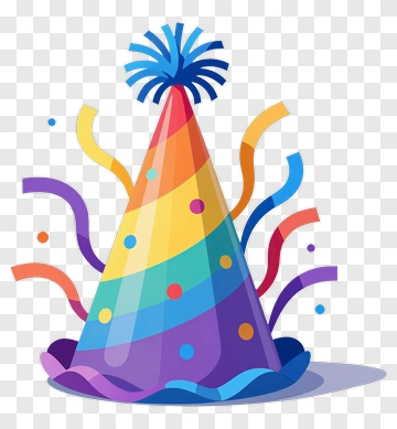 Rainbow Party Hat With Confetti PNG