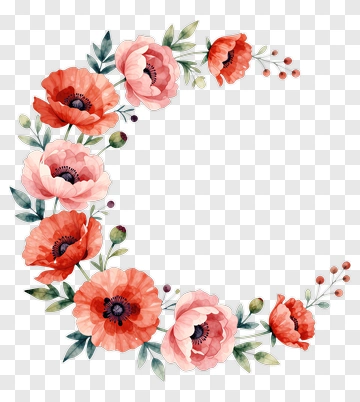 Watercolor Poppies Flower Arrangement PNG