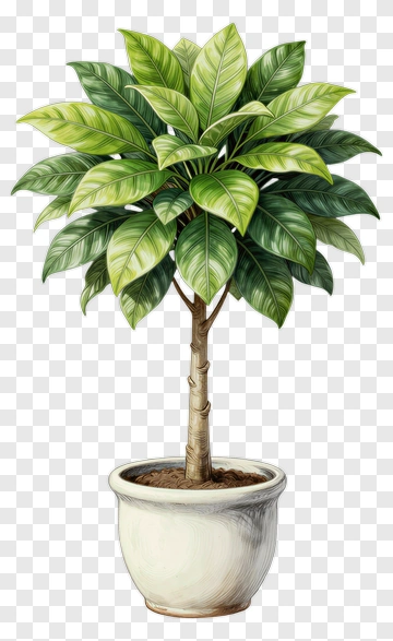 Potted Tree With Green Leaves PNG