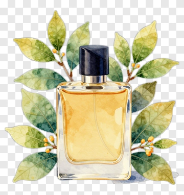 Watercolor Perfume Bottle With Leaves PNG