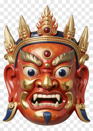Fierce Tibetan Deity Mask PNG