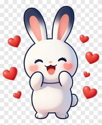 Cute Rabbit Surrounded By Hearts PNG