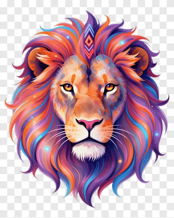 Colorful Lion Head PNG