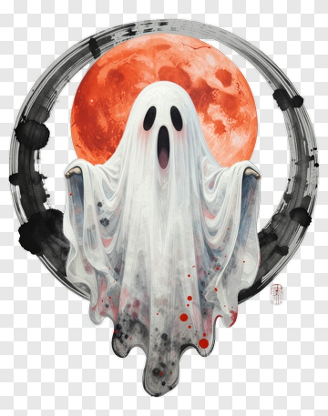 Ghost With Red Moon PNG