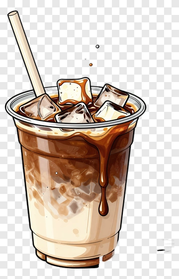 Iced Coffee With Ice And Straw PNG