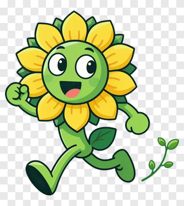 Running Sunflower Character PNG