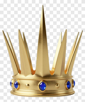 Golden Crown With Blue Gems PNG