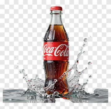 Coca-Cola Bottle With Water Splash PNG