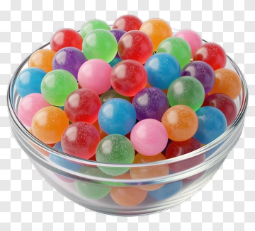 Colorful Gummy Candy In Glass Bowl PNG