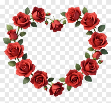 Red Roses Arranged In Heart Shape PNG