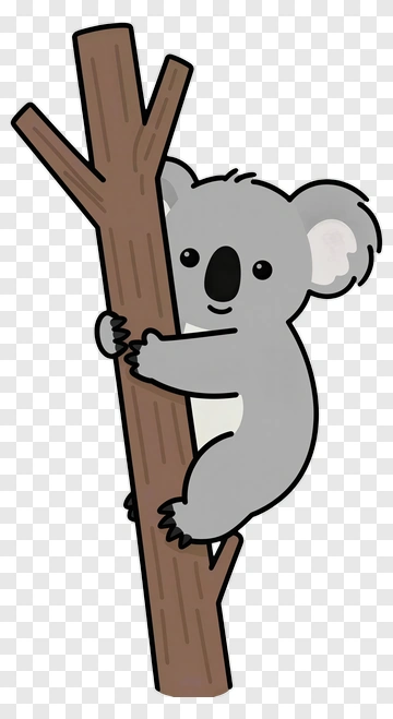 Cute Koala Clinging To Tree Branch PNG