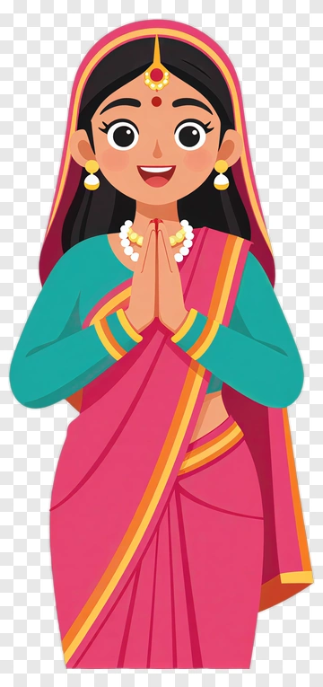 Indian Woman In Traditional Sari Praying PNG