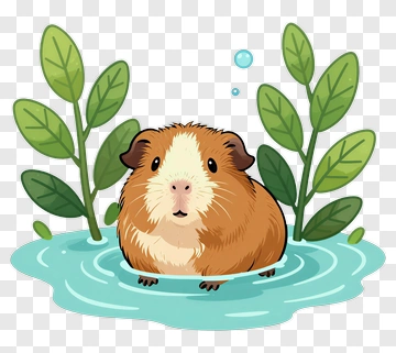 Cute Guinea Pig In Water PNG
