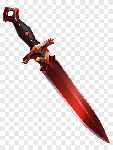 Red And Black Knife With Gold Accents PNG