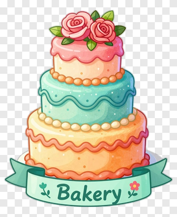 Bakery Cake With Pink Roses PNG
