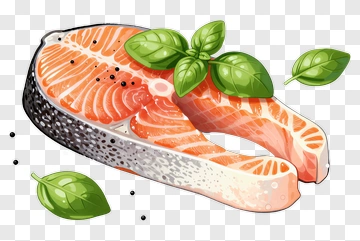 Salmon Fillet With Basil And Pepper PNG