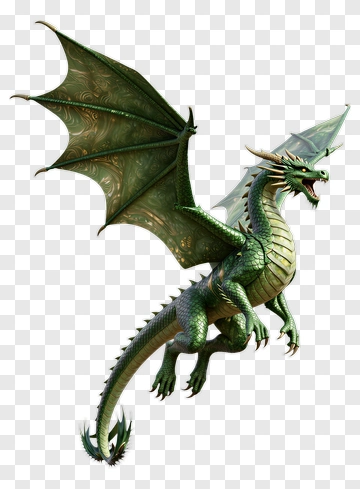 Green Dragon With Wings Spread PNG