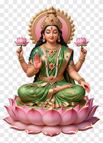 Goddess Lakshmi Seated On Lotus PNG