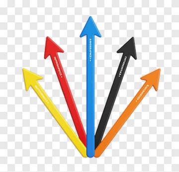 Five Colored Arrows Pointing Forward PNG