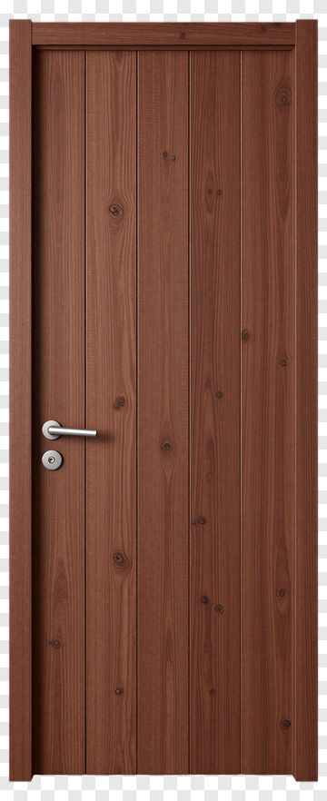 Wooden Door With Metal Handle PNG