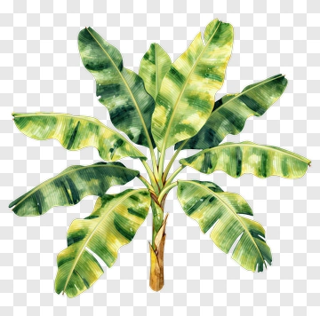 Banana Plant Watercolor Illustration PNG