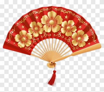 Red And Gold Chinese Fan PNG