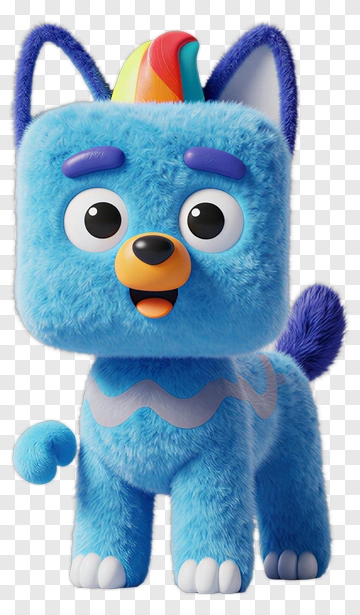 Blue Puppy With Rainbow Horn PNG