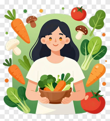 Woman Holding Bowl Of Vegetables PNG