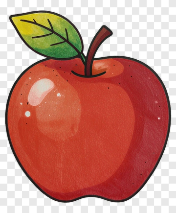 Red Apple With Green Leaf PNG