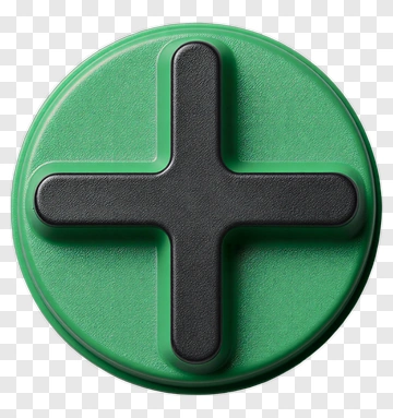 Green Button With Black Cross PNG