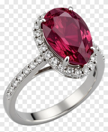 Red Ruby Ring With Diamond Accents PNG