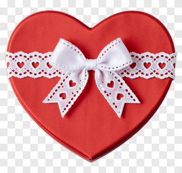 Red Heart-Shaped Gift Box With White Bow PNG