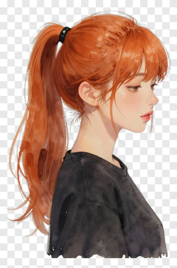 Red-haired Woman In Side Profile PNG