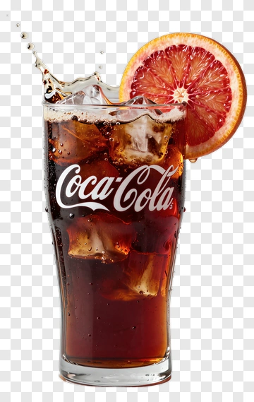 Coca-Cola With Ice And Orange Slice PNG