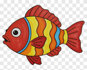 Colorful Cartoon Fish With Stripes PNG