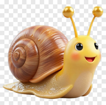 Yellow Cartoon Snail With Brown Shell PNG