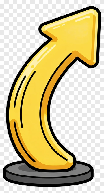 Yellow Curved Arrow Icon PNG