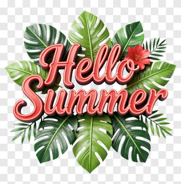 Hello Summer Tropical Design PNG