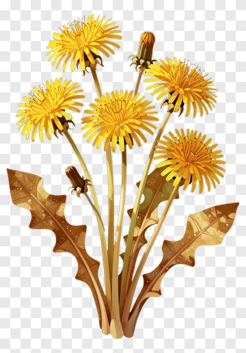 Dandelion Flower With Leaves PNG