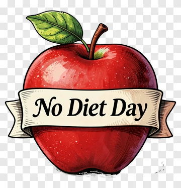 Red Apple With No Diet Day Ribbon PNG