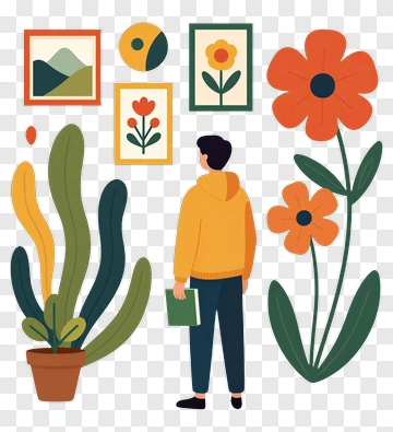 Person Standing Among Flowers And Plants PNG