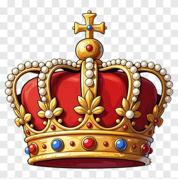 Golden Crown With Red Velvet And Pearls PNG